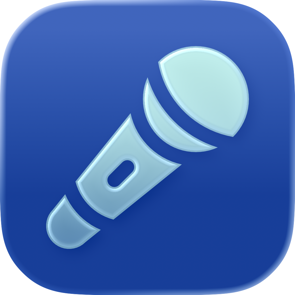 Icon for the Ella app, a blue microphone